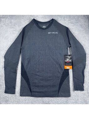 Hot Chillys Womens Black Crew Neck Performance Base Layer Size M 3D Knit New Wit